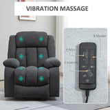 HOMCOM Overstuffed Riser and Recliner Chairs for the Elderly with 8 Vibration Massage, Fabric Upholstered Lift Chair for Living Room with Remote Control, Side Pocket, Footrest, Dark Grey