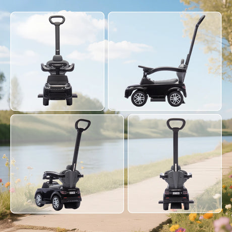 AIYAPLAY LAND ROVER DISCOVERY Licensed Baby Push Car, 2-in-1 Ride on Car with Push Handle and Safety Guardrail, Black