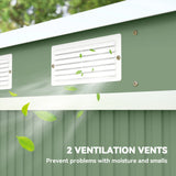 Outsunny 7 x 4ft Galvanised Steel Garden Shed, with Foundation Kit - Green