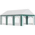 Outsunny 6 x 4m Garden Gazebo with Sides, Galvanised Marquee Party Tent with Six Windows and Double Doors, for Parties, Wedding and Events