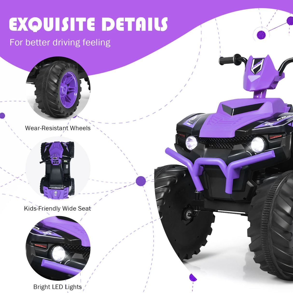 12v Electric Kids Ride On ATV / Quad Bike-Purple