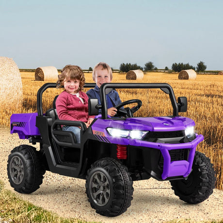 12V Electric Kids Ride-On 2-Seater Dump Truck-Purple