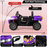 12V Electric Kids Ride-On 2-Seater Dump Truck-Purple