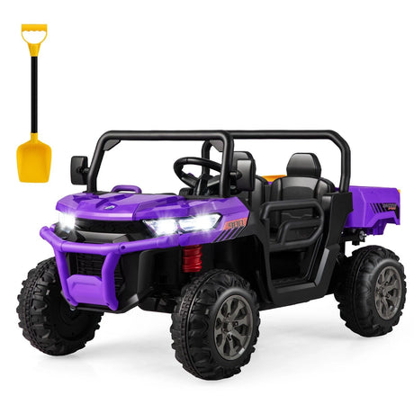 12V Electric Kids Ride-On 2-Seater Dump Truck-Purple
