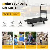 Folding Push Cart Dolly with Swivel Wheels and Non-Slip Loading Area-36 x 24 inches