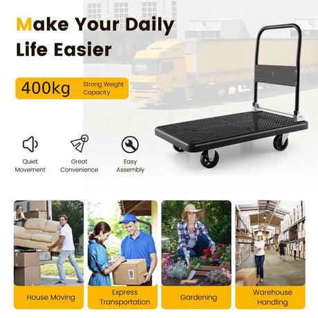 Folding Push Cart Dolly with Swivel Wheels and Non-Slip Loading Area-36 x 24 inches