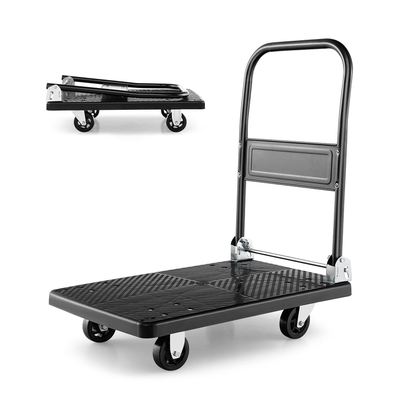 Folding Push Cart Dolly with Swivel Wheels and Non-Slip Loading Area-36 x 24 inches