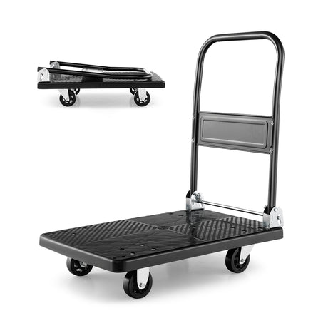 Folding Push Cart Dolly with Swivel Wheels and Non-Slip Loading Area-36 x 24 inches