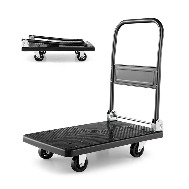 Folding Push Cart Dolly with Swivel Wheels and Non-Slip Loading Area-36 x 24 inches