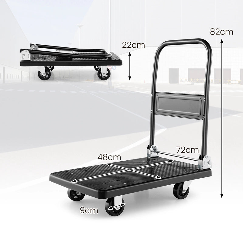 Folding Push Cart Dolly with Swivel Wheels and Non-Slip Loading Area-36 x 24 inches