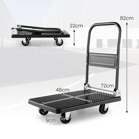 Folding Push Cart Dolly with Swivel Wheels and Non-Slip Loading Area-36 x 24 inches