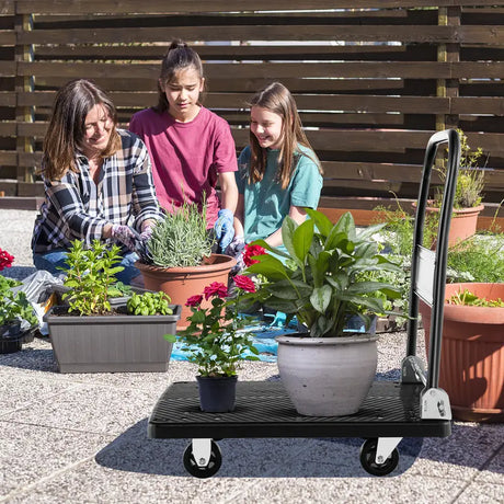 Folding Push Cart Dolly with Swivel Wheels and Non-Slip Loading Area-36 x 24 inches