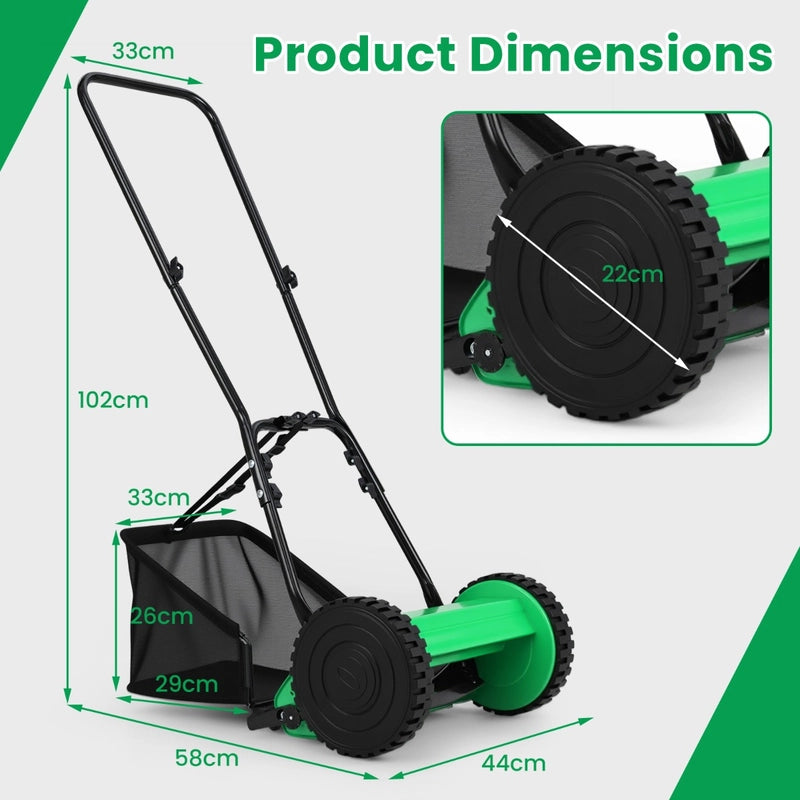 Manual Grass Sweeper with 30cm Cutting Width-Green