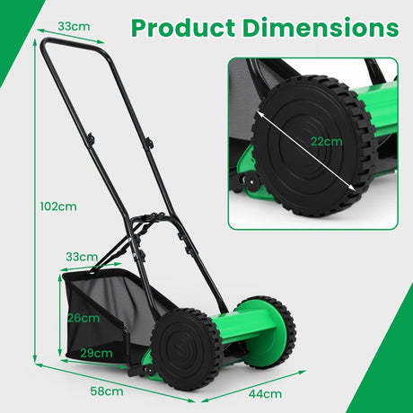 Manual Grass Sweeper with 30cm Cutting Width-Green