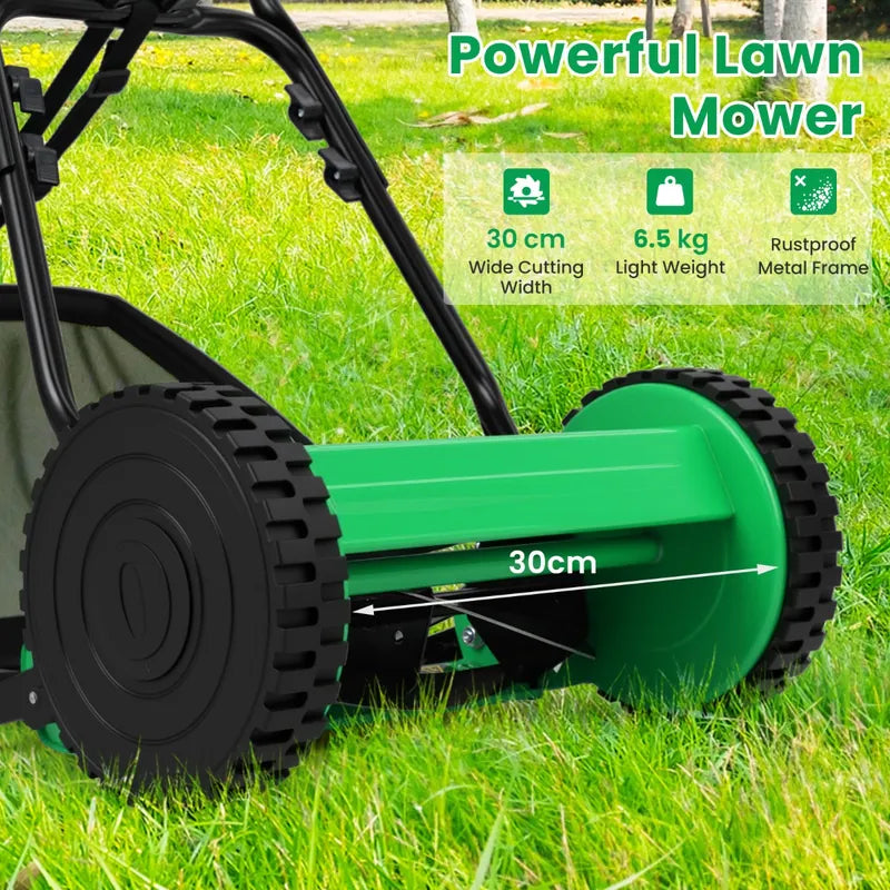 Manual Grass Sweeper with 30cm Cutting Width-Green