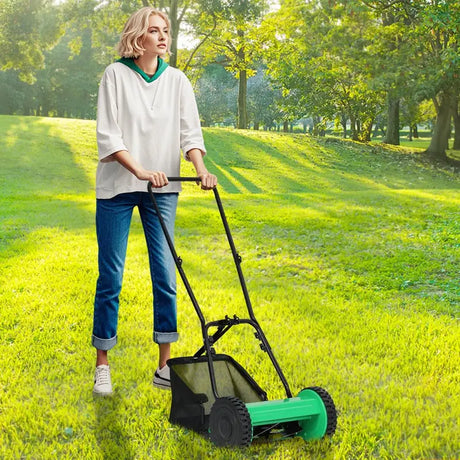 Manual Grass Sweeper with 30cm Cutting Width-Green