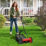 Cylinder mower hand-held lawn mower with 30 cm cutting width 18.5 liter grass catcher red
