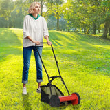 Cylinder mower hand-held lawn mower with 30 cm cutting width 18.5 liter grass catcher red