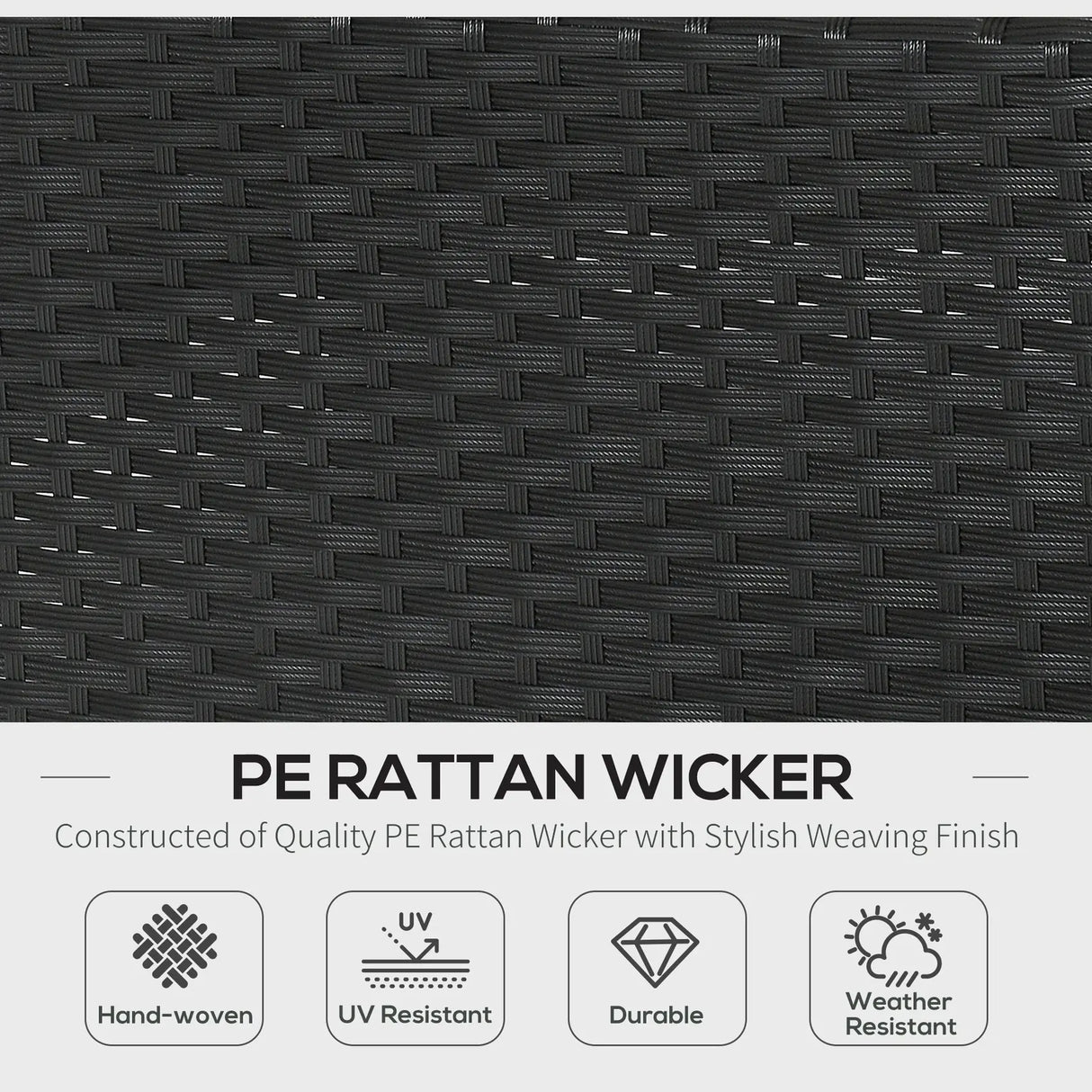 Outsunny White Rattan Garden Furniture 4-Seater Outdoor Sofa Set with Coffee Table - White