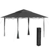 Outsunny 4 x 4m Pop-up Gazebo Double Roof Canopy Tent with UV Proof, Roller Bag & Adjustable Legs Outdoor Party, Steel Frame, Dark Grey