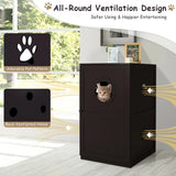 2-Tier Litter Box Enclosure with Anti-Toppling System for Home Pet