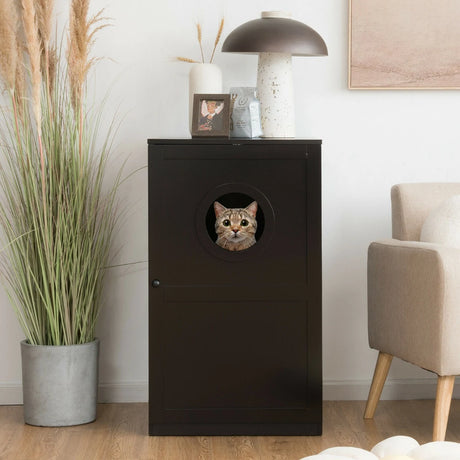 2-Tier Litter Box Enclosure with Anti-Toppling System for Home Pet