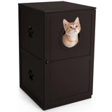 2-Tier Litter Box Enclosure with Anti-Toppling System for Home Pet