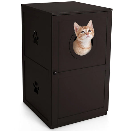 2-Tier Litter Box Enclosure with Anti-Toppling System for Home Pet