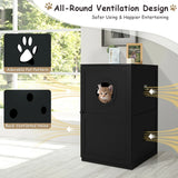 2-Tier Litter Box Enclosure with Anti-Toppling System for Home Pet