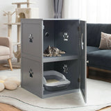 2-Tier Litter Box Enclosure with Anti-Toppling System for Home Pet-Grey