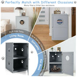 2-Tier Litter Box Enclosure with Anti-Toppling System for Home Pet-Grey