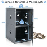 2-Tier Litter Box Enclosure with Anti-Toppling System for Home Pet-Grey