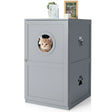 2-Tier Litter Box Enclosure with Anti-Toppling System for Home Pet-Grey
