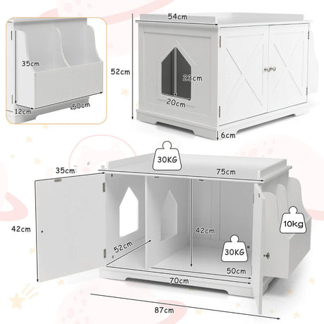 Cat Litter Box Enclosure with Removable Divider for pets