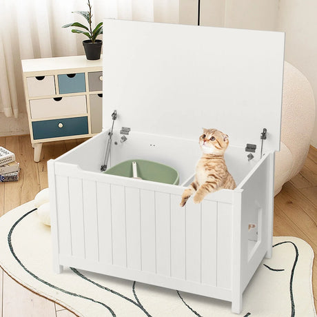 Large Wooden Cat Litter Box with Top Opening for Pet