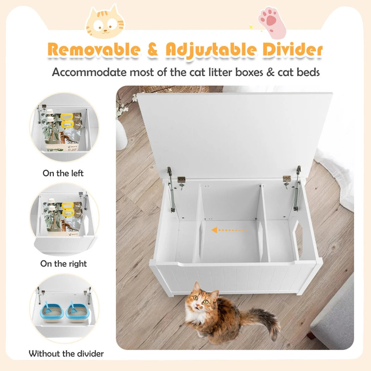 Large Wooden Cat Litter Box with Top Opening for Pet