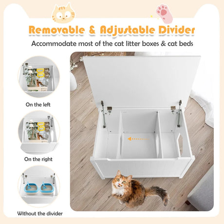 Large Wooden Cat Litter Box with Top Opening for Pet