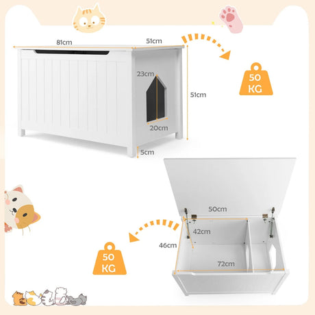 Large Wooden Cat Litter Box with Top Opening for Pet