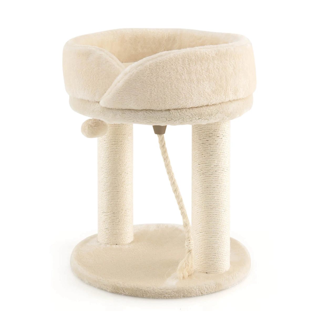 4-in-1 Cat Climbing Tree Tower with Soft Top Perch &amp; Padded Base-Beige