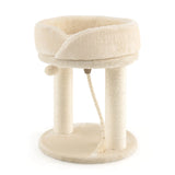 4-in-1 Cat Climbing Tree Tower with Soft Top Perch &amp; Padded Base-Beige