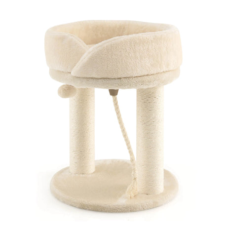 4-in-1 Cat Climbing Tree Tower with Soft Top Perch &amp; Padded Base-Beige