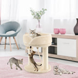 4-in-1 Cat Climbing Tree Tower with Soft Top Perch &amp; Padded Base-Beige