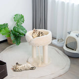 4-in-1 Cat Climbing Tree Tower with Soft Top Perch &amp; Padded Base-Beige
