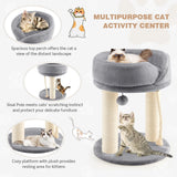 4-in-1 Cat Climbing Tree Tower with Soft Top Perch &amp; Padded Base-Grey