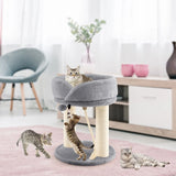 4-in-1 Cat Climbing Tree Tower with Soft Top Perch &amp; Padded Base-Grey