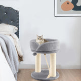 4-in-1 Cat Climbing Tree Tower with Soft Top Perch &amp; Padded Base-Grey