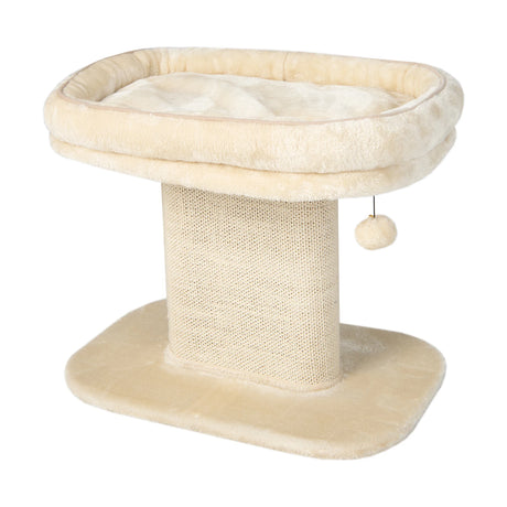 Modern Cat Tree Tower for Kittens with Large Plush Perch for Indoor Beige