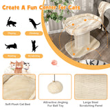 Modern Cat Tree Tower for Kittens with Large Plush Perch for Indoor Beige