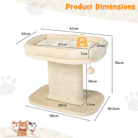 Modern Cat Tree Tower for Kittens with Large Plush Perch for Indoor Beige