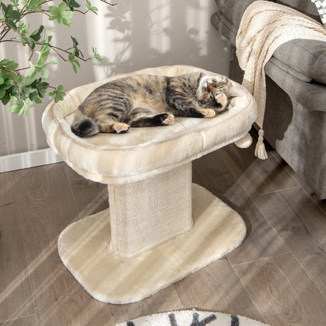 Modern Cat Tree Tower for Kittens with Large Plush Perch for Indoor Beige